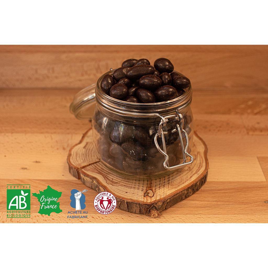 Amandes enrobées chocolat noir 74% Bio 50g