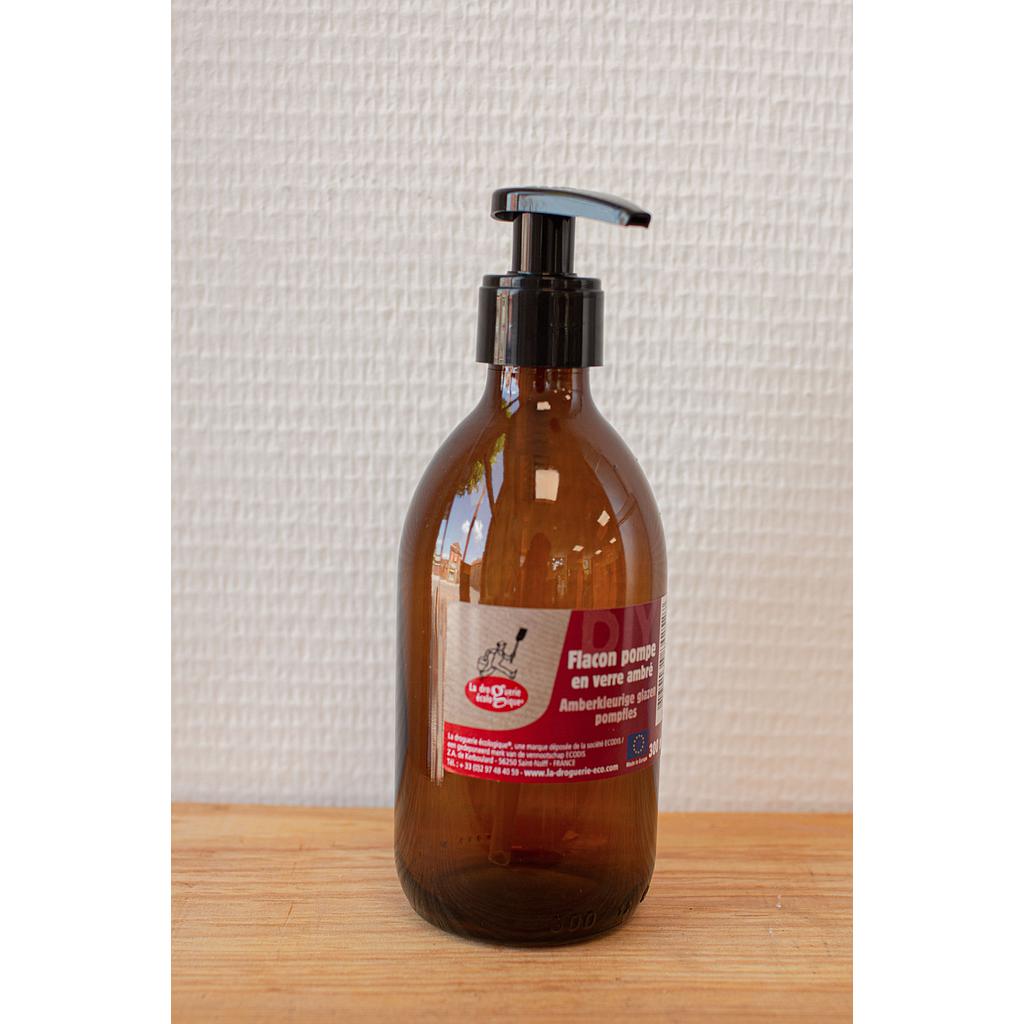 Flacon pompe en verre ambré 300ml