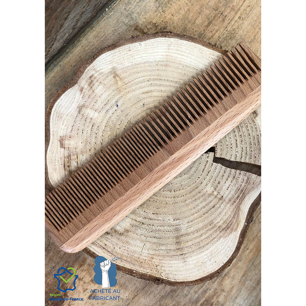 Peigne en bois double dents sans manche