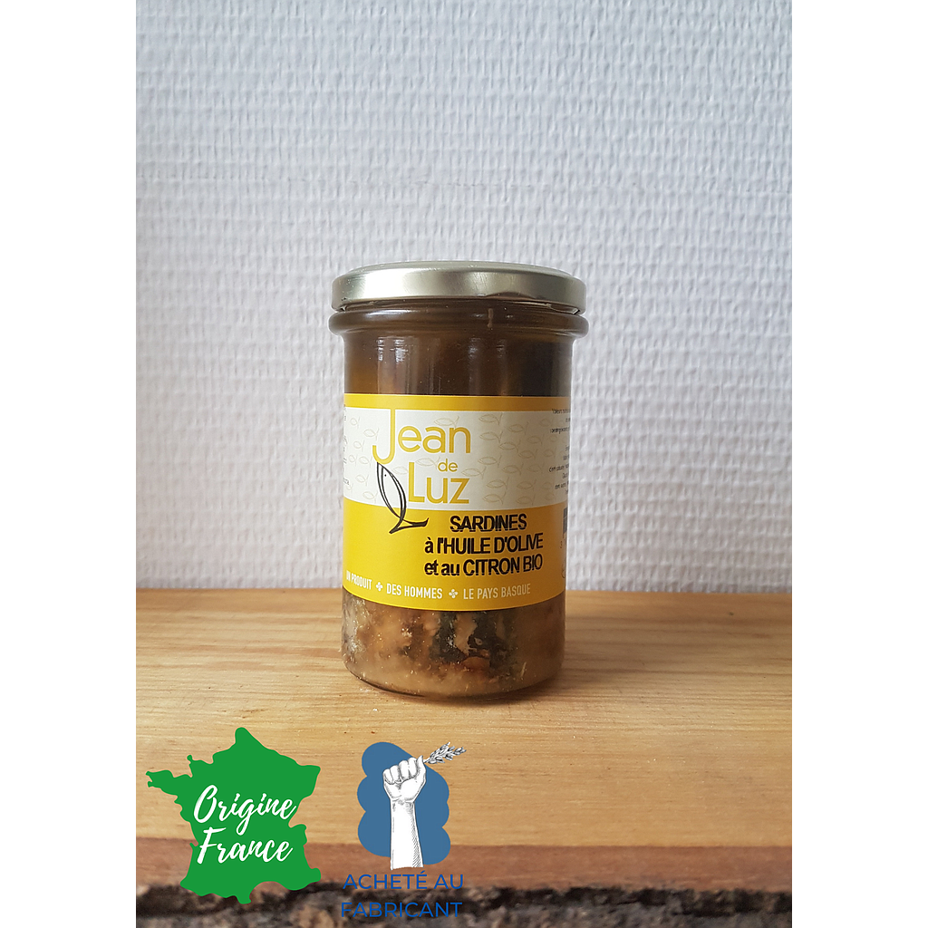 Sardines à l'huile d'olive et au citron Bio Jean de Luz 270g
