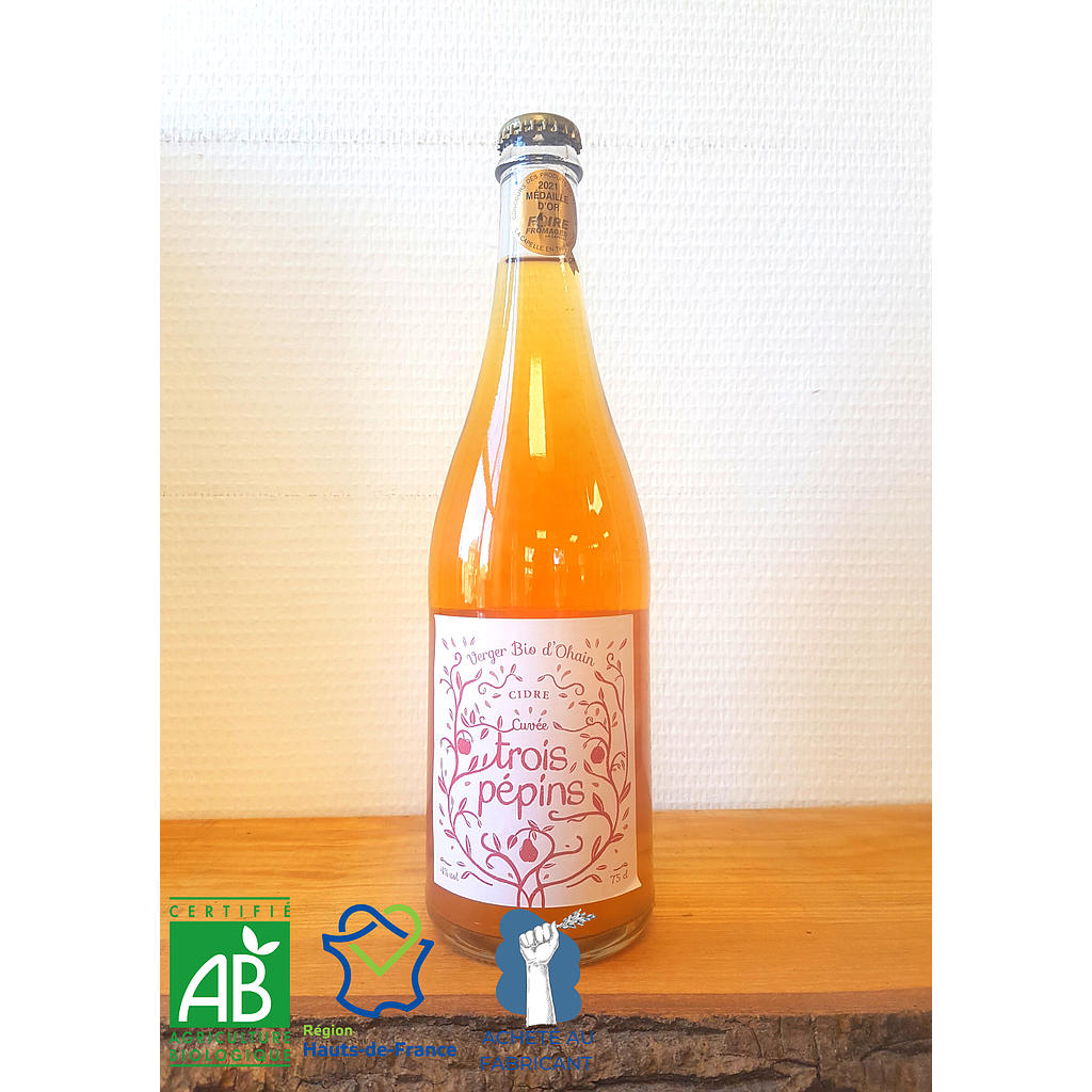 Cidre poiré Cuvée 3 pépins Ohain bio 75cl