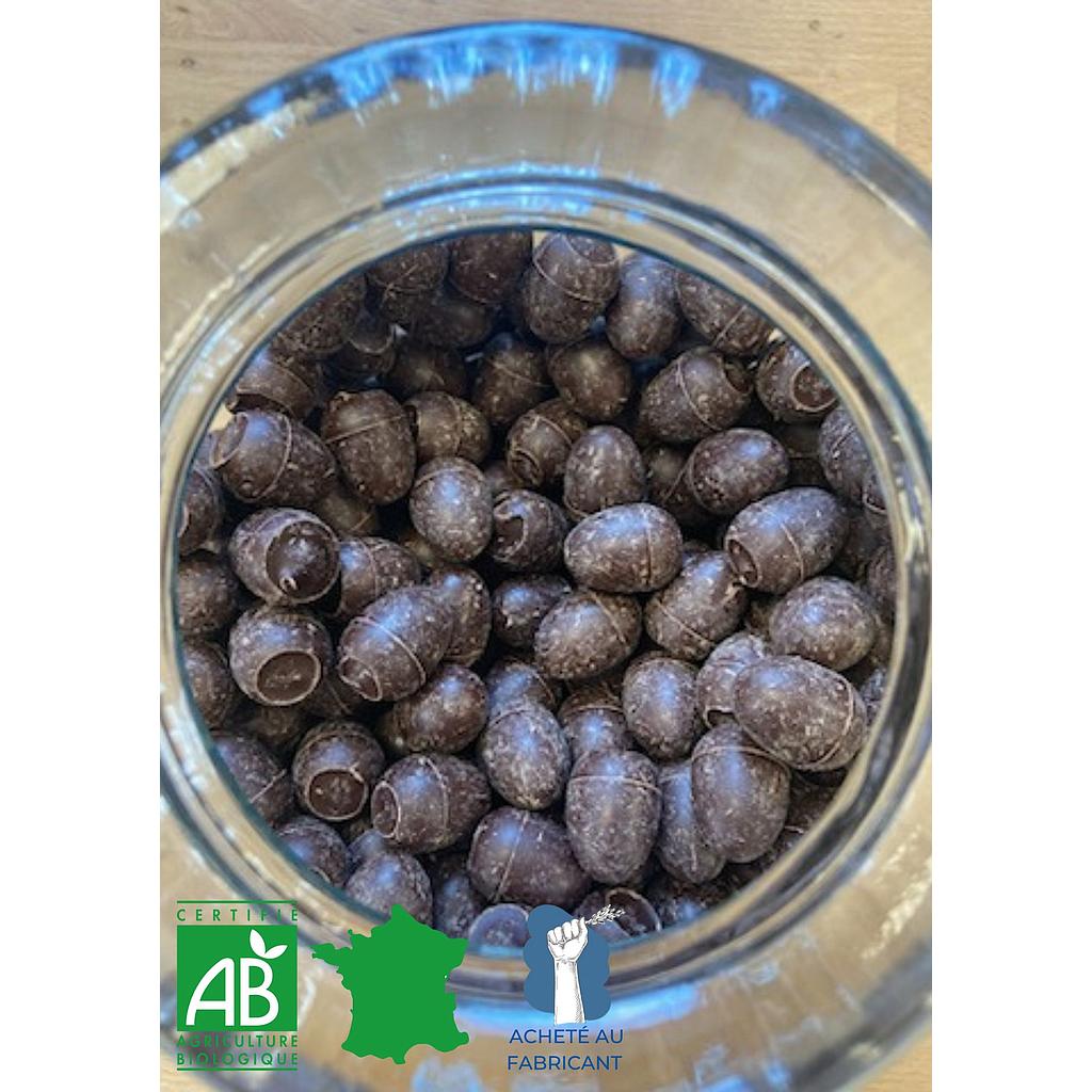 Oeufs Chocolat noir coeur praliné Bio 50g